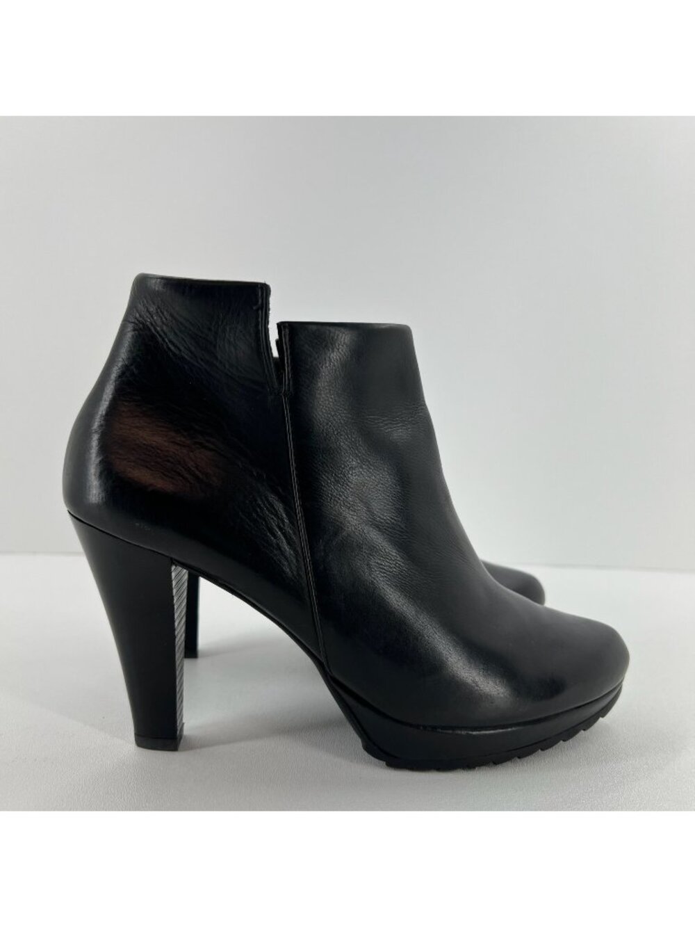 Paul Green 3204 Platform Ankle Boots Womens 8.5 Side Zip High Heel Leather Black